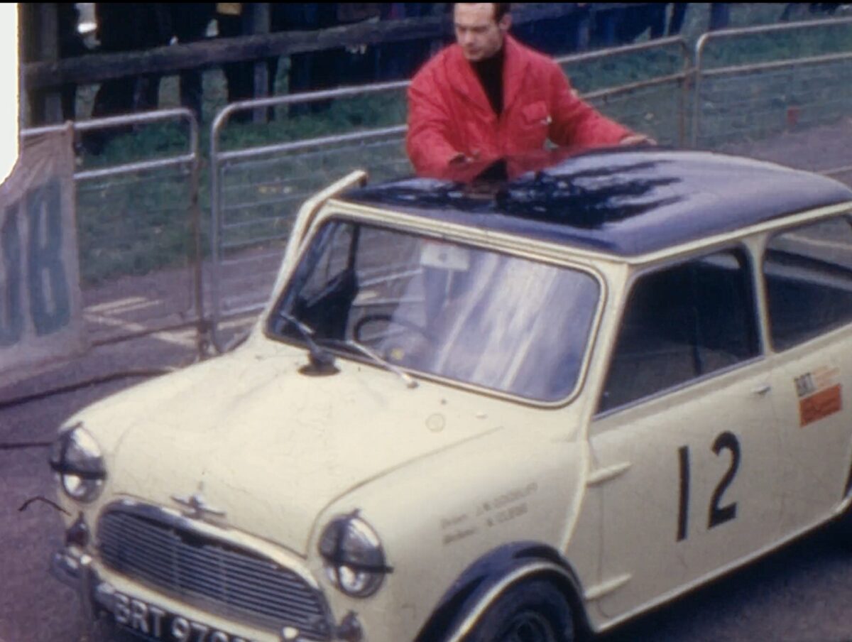 A Photo of a mini car at a racing event in the 1970s