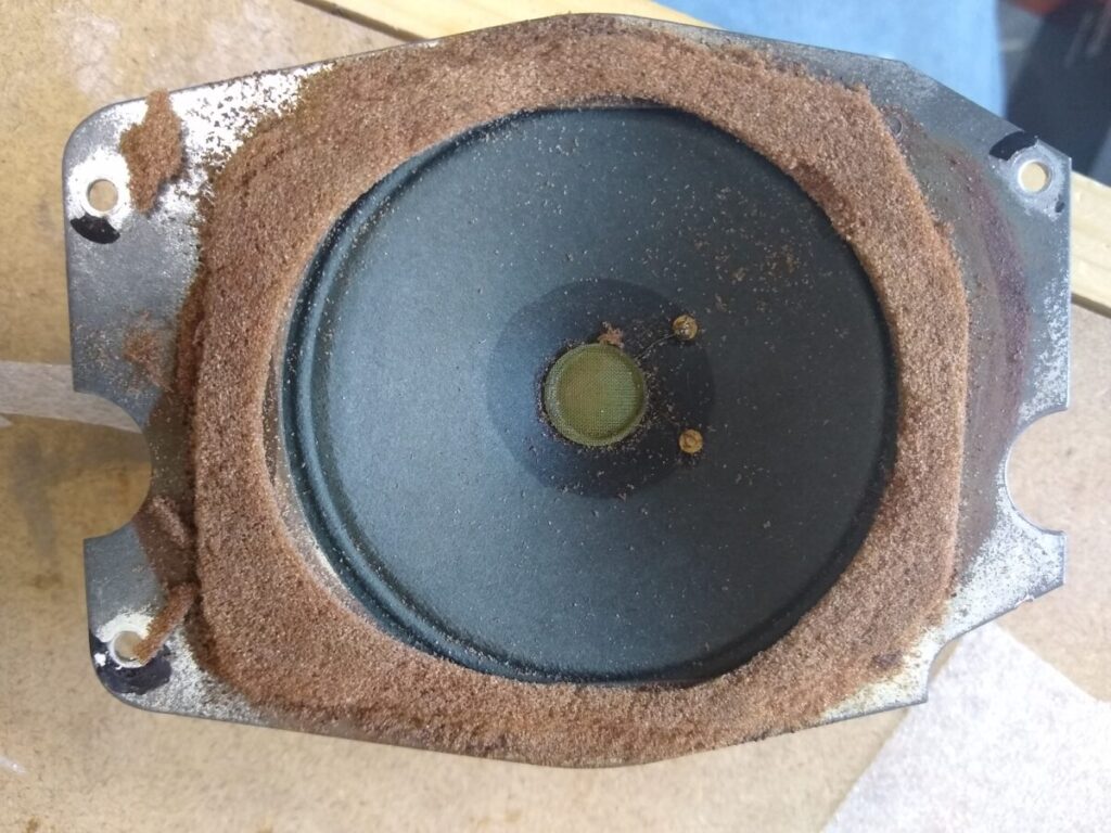 Old perished seal around the speaker